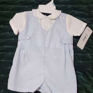 Petit Ami Light Blue Gingham Kids Set